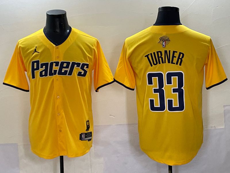 Men 2025 Indiana Pacers 33 Turner Yellow Joint Name NBA Jersey style 26
